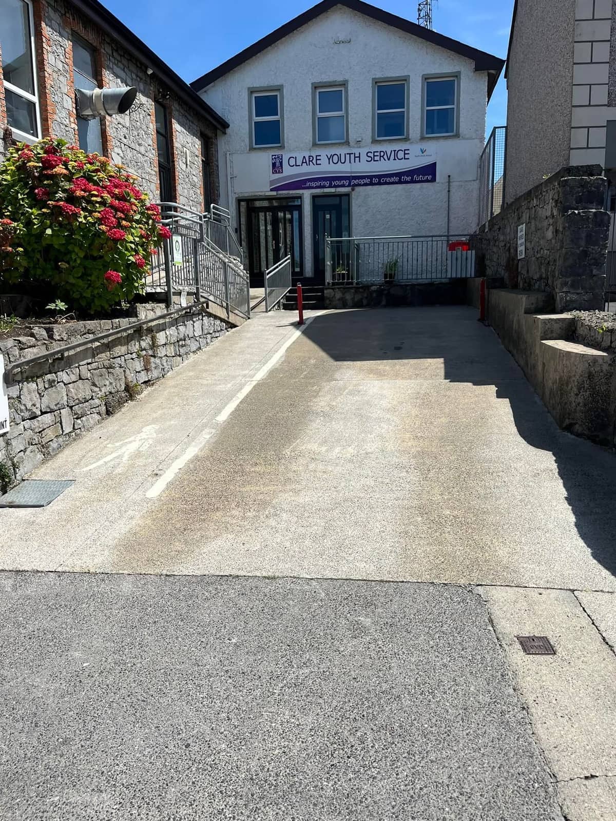 Commercial entrance and driveway, freshly cleaned