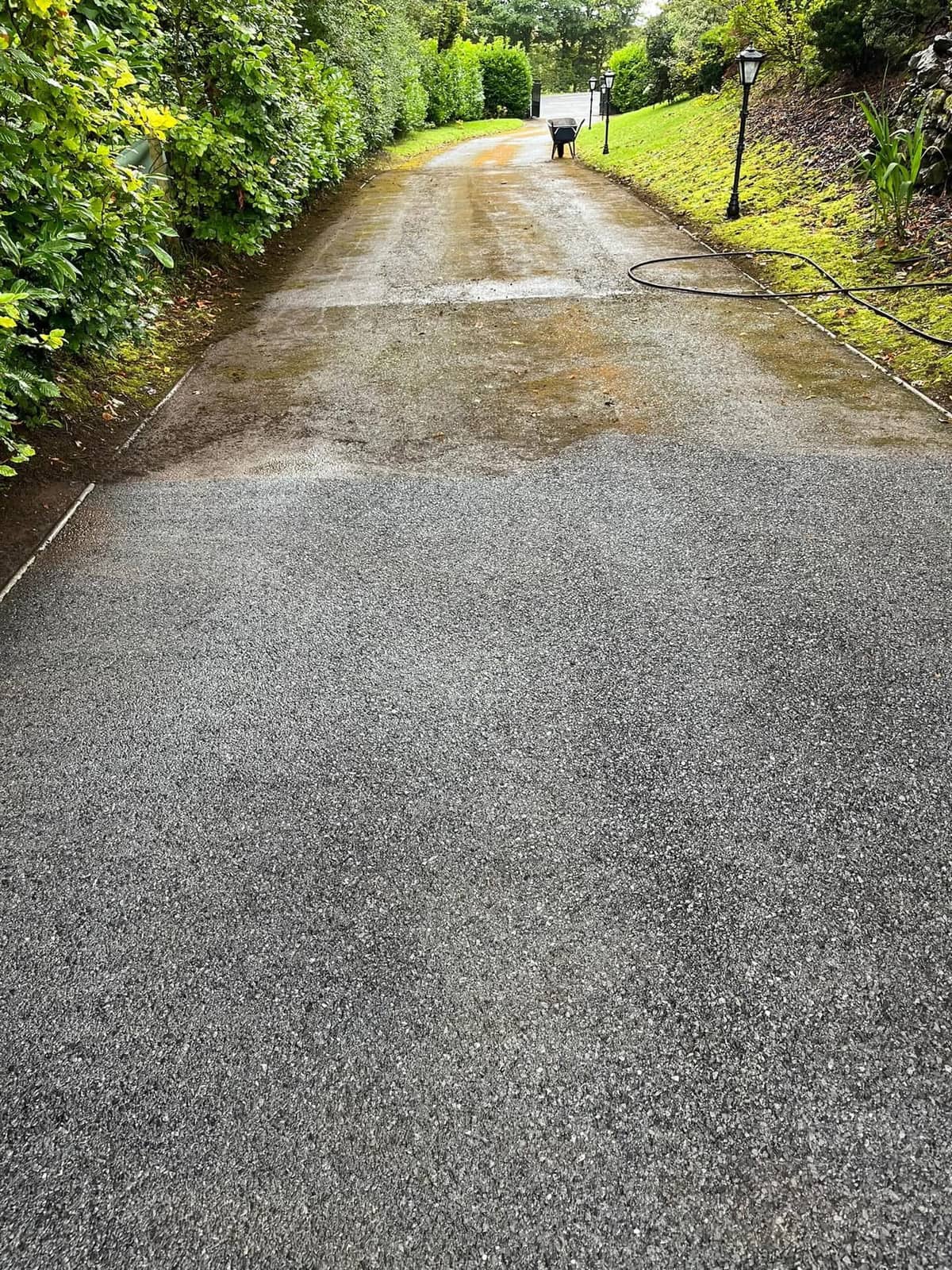 Tarmac driveway, freshly power washed